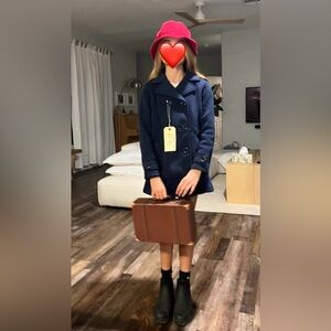 Paddington bear 🐻 Navy Blue Kids Peacoat +red bucket hat + a small suitcase.